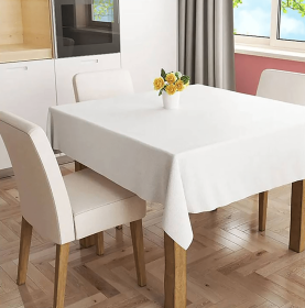 White PEVA Vinyl Tablecloth With Flannel Back Table Cover