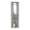 DEPOT E-SHOP Nashville Corner Bar Cabinet Unit with Wine Glass Rack and Lower Cabinet, Concrete Gray