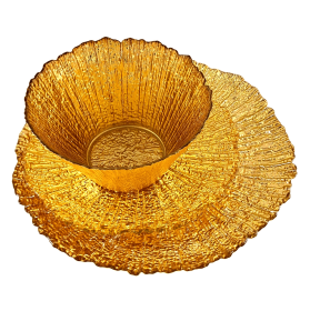 CORAL Gilded Glass Dinnerware Set (Color: Gold)